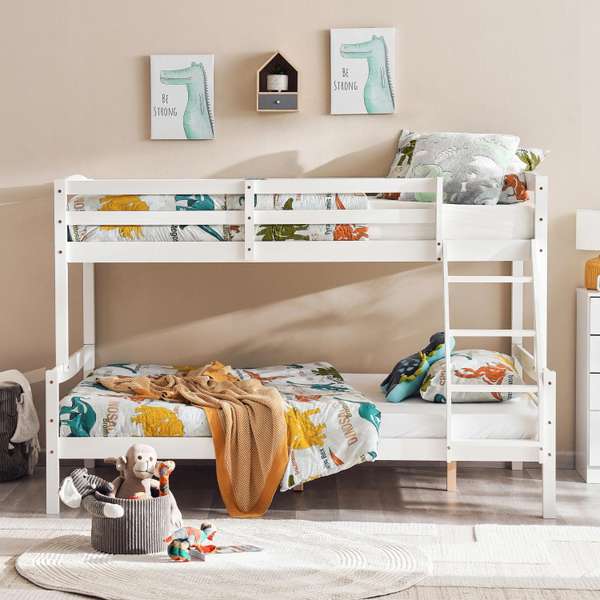 LINEN KIDS BUNK BED 120X200 CM WHITE WHITE